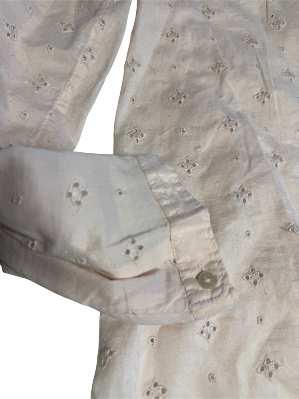 Abercrombie & Fitch Light Pink Eyelet Long-Sleeve Blouse Size L - Picture 5 of 7